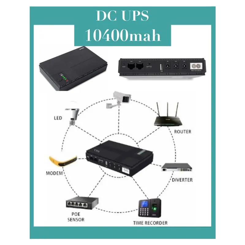 10400 Mah Black Mini Portable Dc Ups