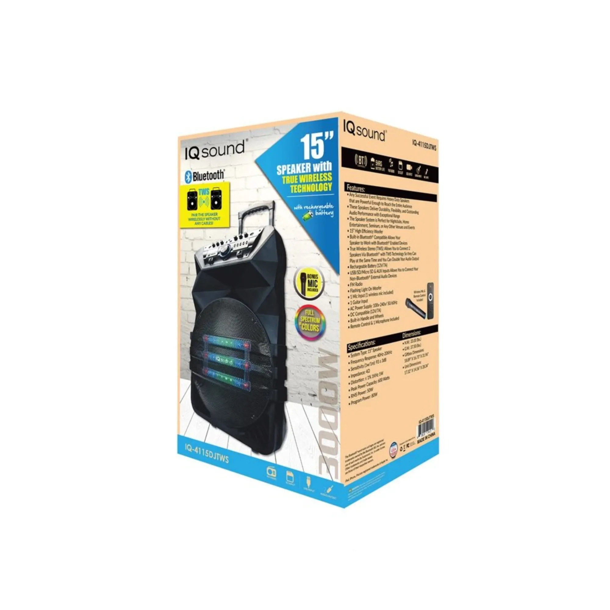 15" Professional Speaker With True Wireless Technology