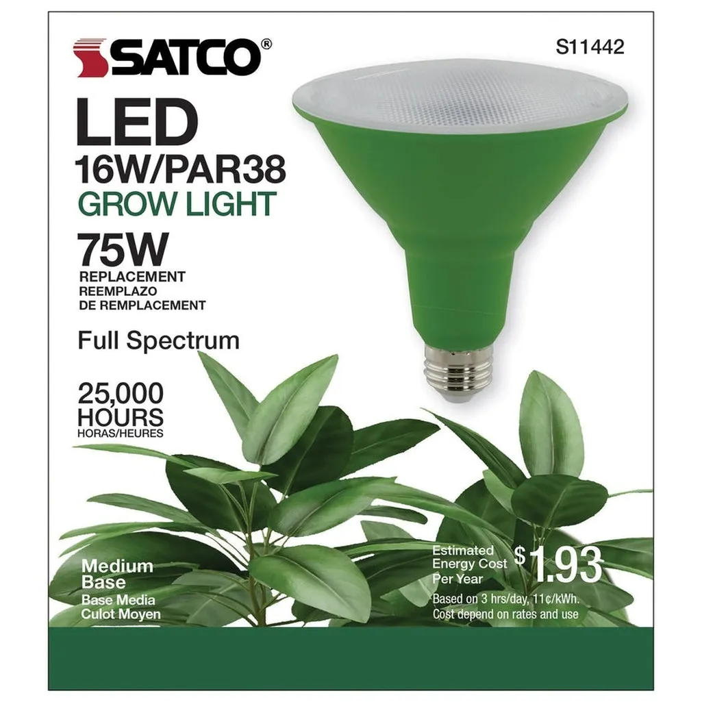 16W - PAR38 LED - Full Spectrum Plant Grow Lamp - Medium Base - 120V
