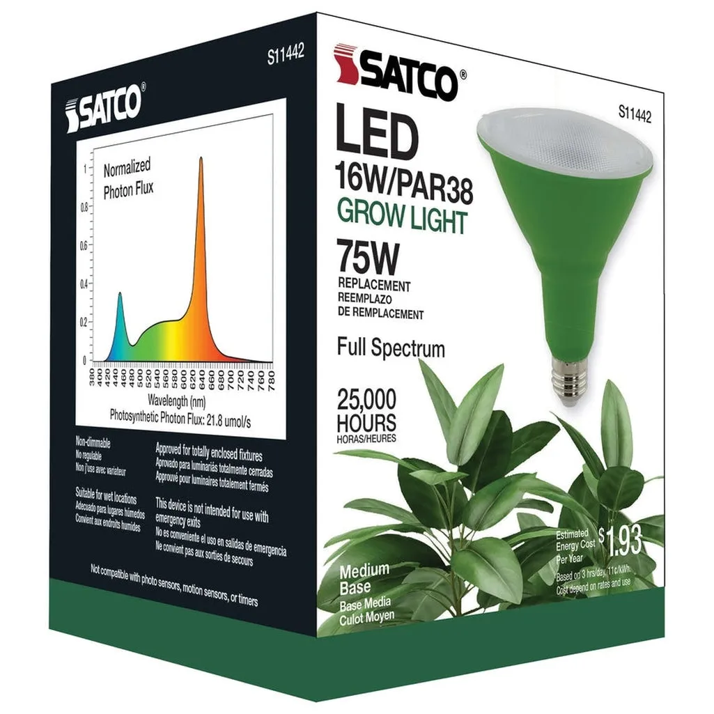 16W - PAR38 LED - Full Spectrum Plant Grow Lamp - Medium Base - 120V