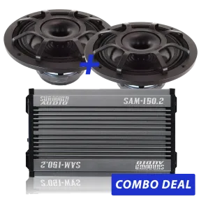 2 BPS-8" Powersports Speakers & 1 SAM-150.2 Combo Deal