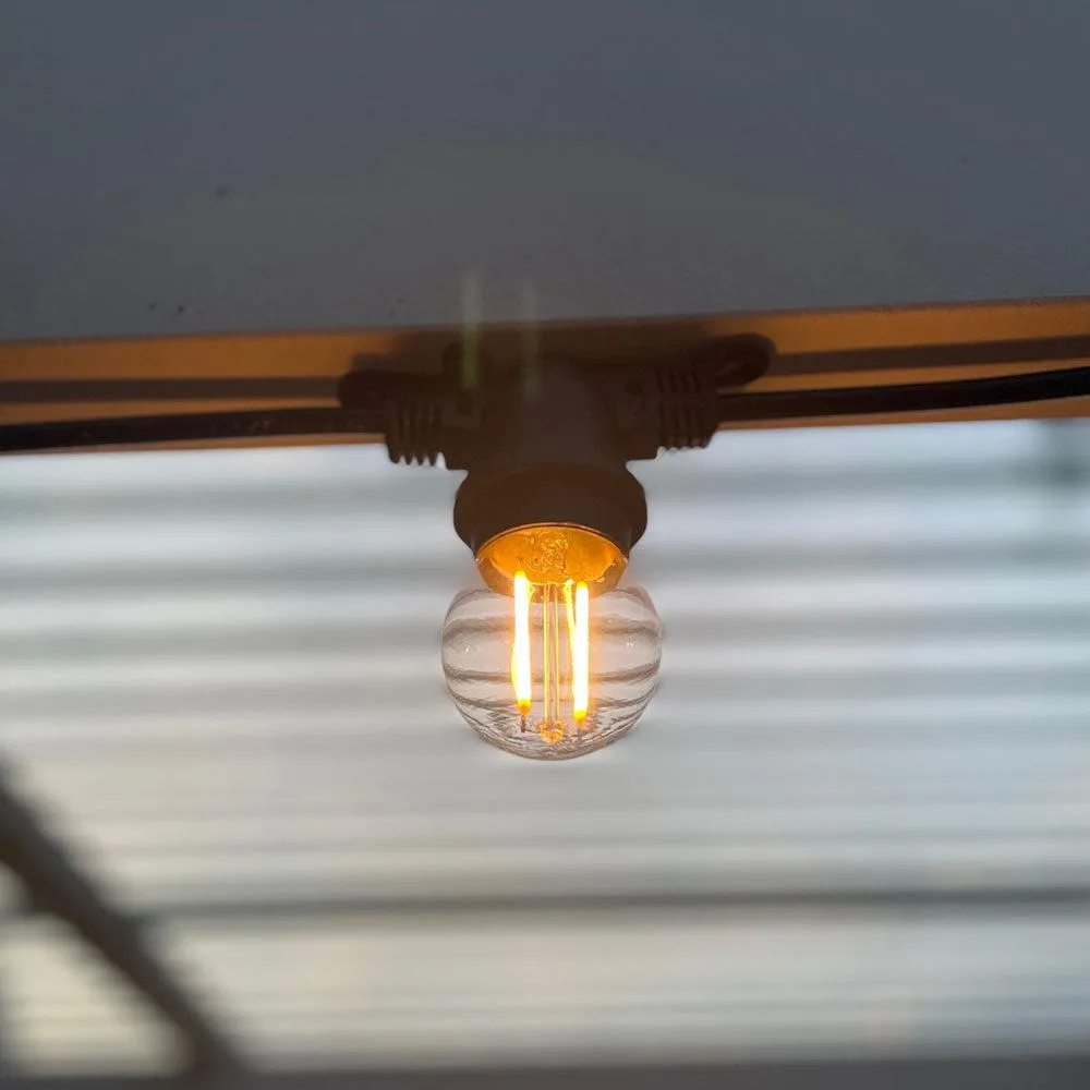 24v Festoon LED Lighting 10 or 20 Meter Filament Bulbs included Outdoor DIY Plug and Play Low Voltage