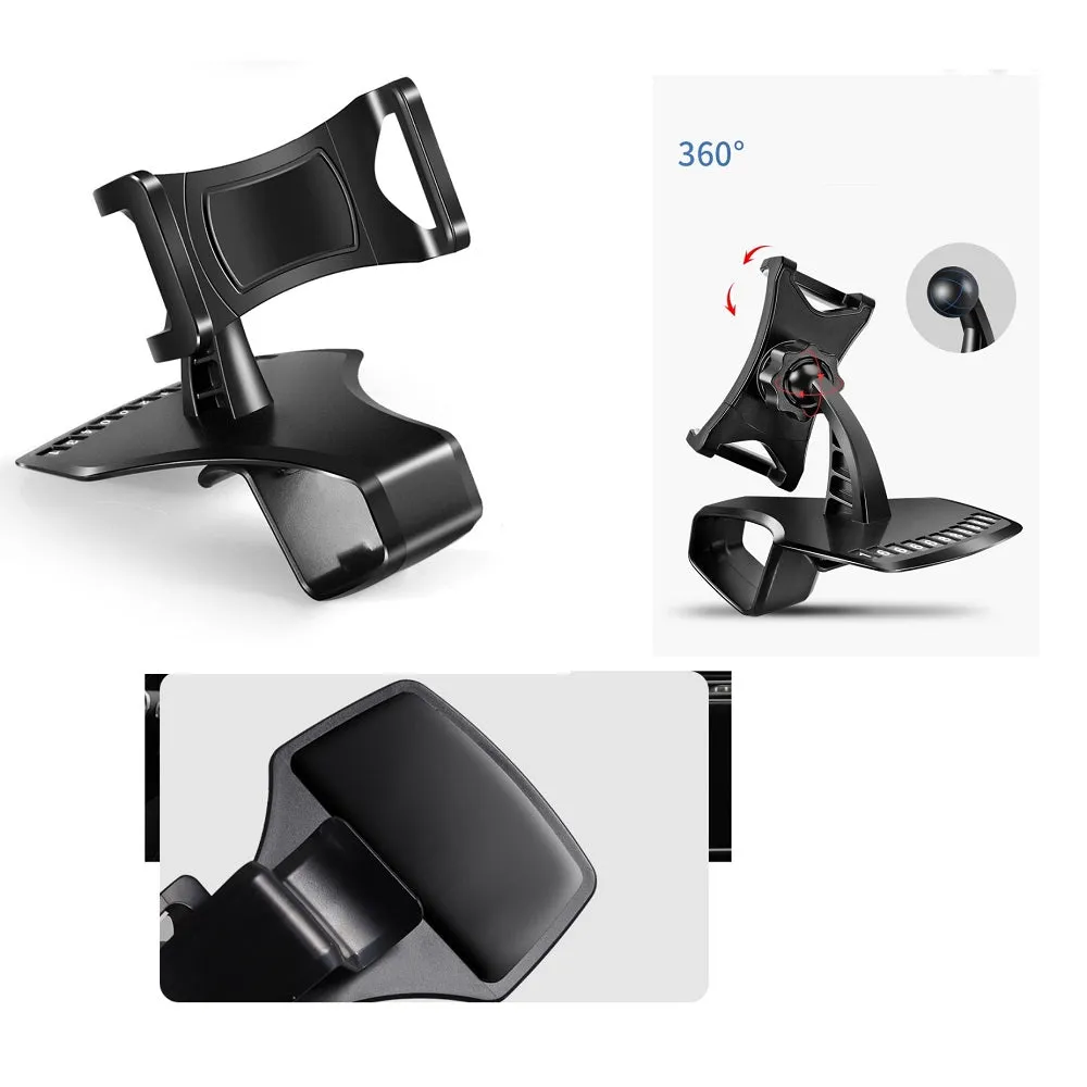 3 in 1 Car GPS Smartphone Holder: Dashboard / Visor Clamp   AC Grid Clip for Huawei Y6 II Compact Dual - Black