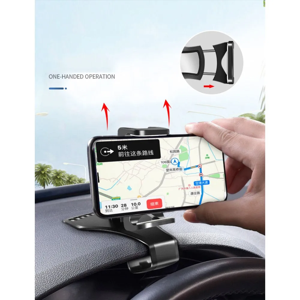 3 in 1 Car GPS Smartphone Holder: Dashboard / Visor Clamp   AC Grid Clip for Huawei Y6 II Compact Dual - Black