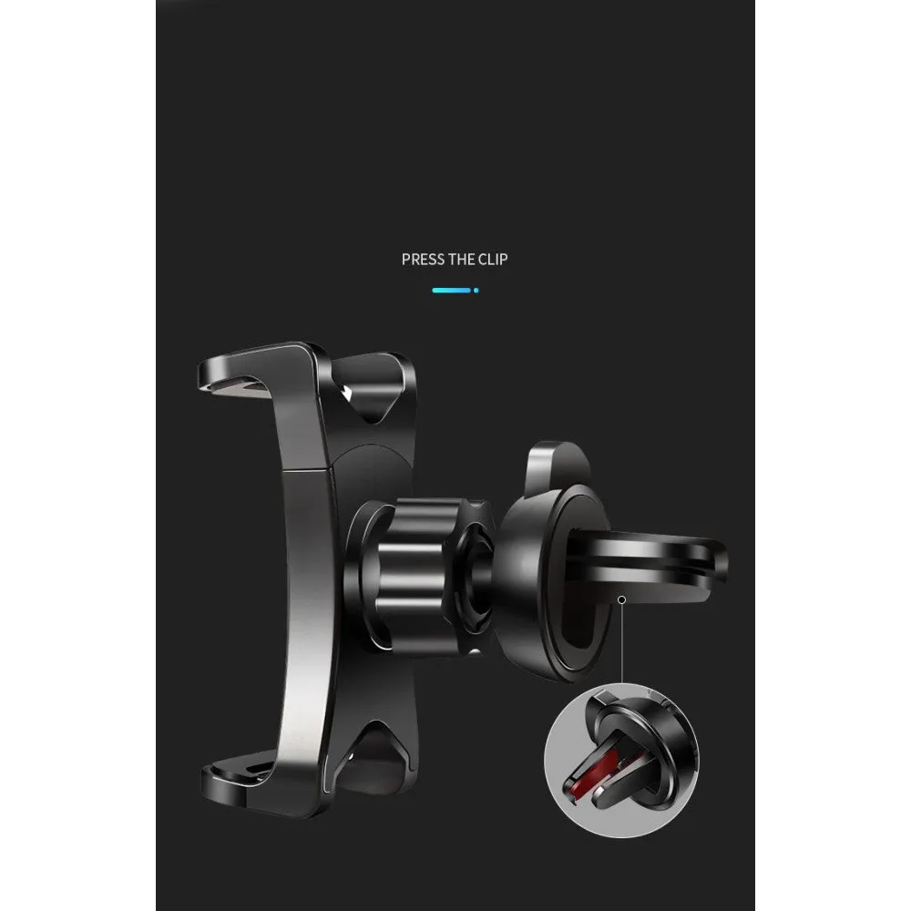 3 in 1 Car GPS Smartphone Holder: Dashboard / Visor Clamp   AC Grid Clip for Huawei Y6 II Compact Dual - Black