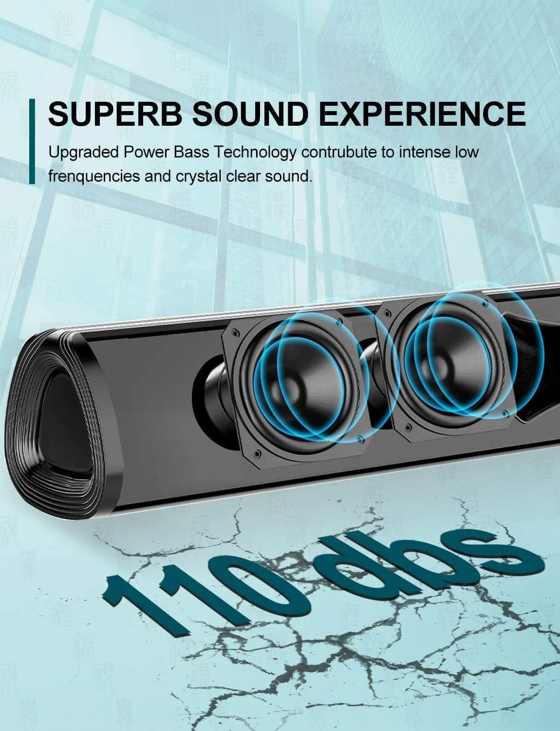 36 INCH TV Sound bar Wired and Wireless Bluetooth 5.0 Speaker for TV