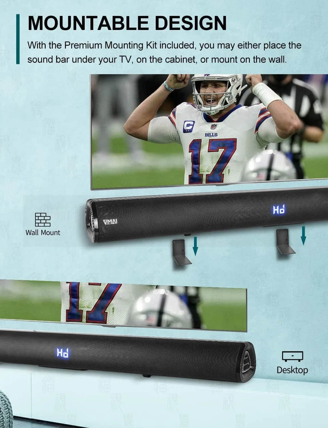 36 INCH TV Sound bar Wired and Wireless Bluetooth 5.0 Speaker for TV
