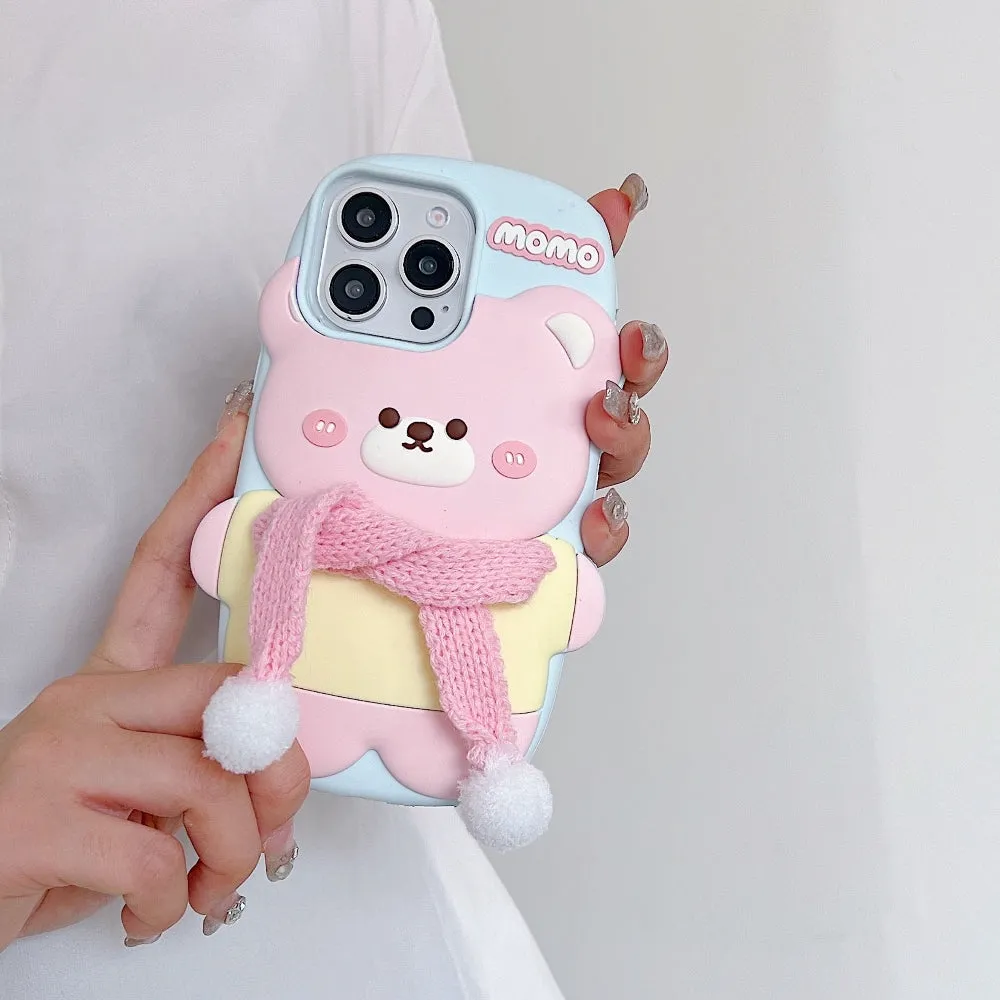 3D Silicone Bear Soft Phone Case - iPhone 16 Pro