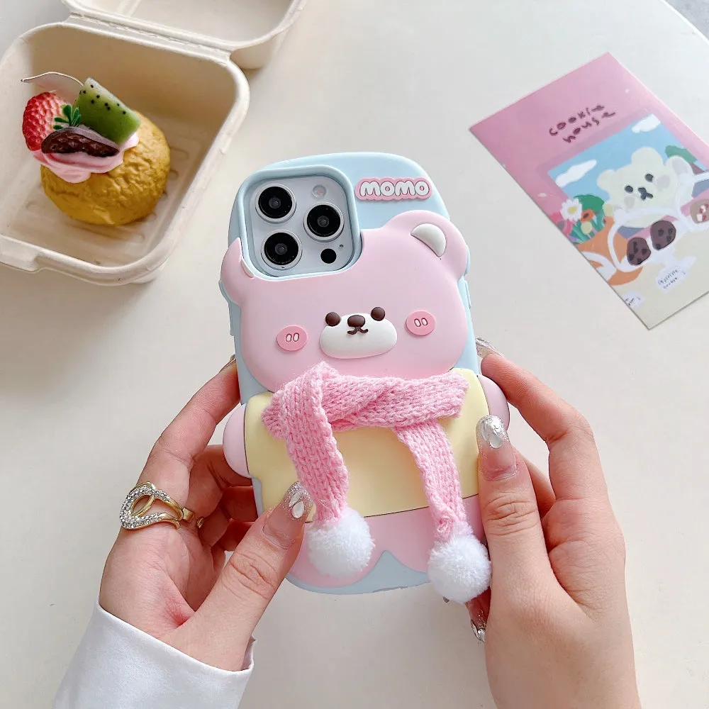 3D Silicone Bear Soft Phone Case - iPhone 16 Pro