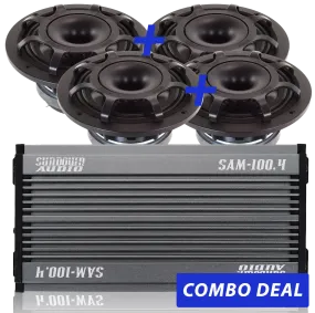 4 BPS-6.5" Powersports Speakers & 1 SAM-100.4 Combo Deal
