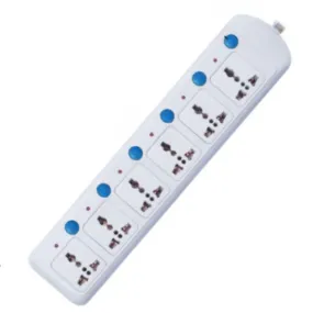 6 Plug Socket 5 Meters Extension Flex Box Individual Switch 5 Meters