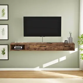 78" Rustica Floating TV Stand, Dark Brown