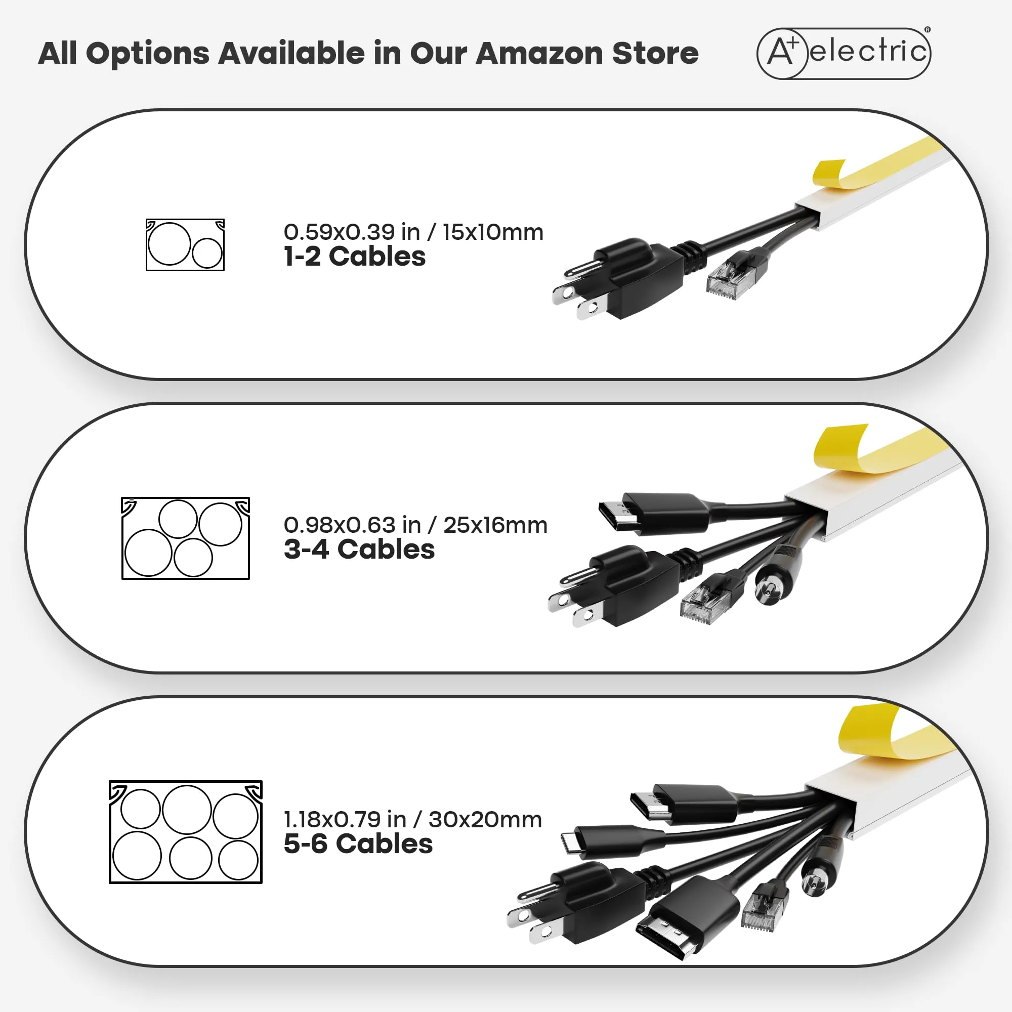 A  ELECTRIC 315" Cable Hider, Wire Cover, Cables Raceway for Cord Hide, Long, Large, White and paintable Cords Cover Concealer Conduit Channel, TV, Ethernet Molding Electrical Wires Management Kit