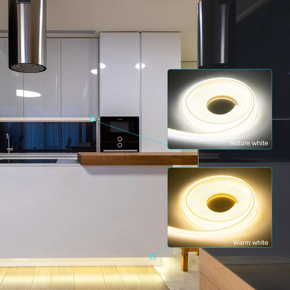 AC220V FCOB LED Light Strip Cold Nature Warm White High Brightness Density 288 420 Leds Safety Flexible IP65