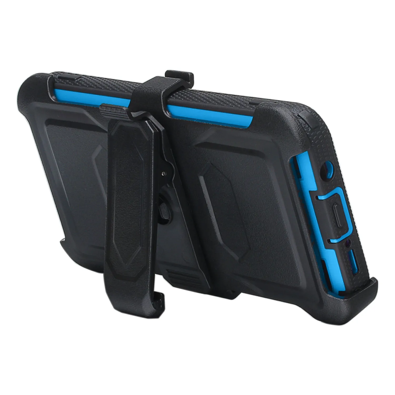 Alcatel 3V (2019) Case, Triple Protection 3-1 w/ Built in Screen Protector Heavy Duty Holster Shell Combo Clip Cover - Blue
