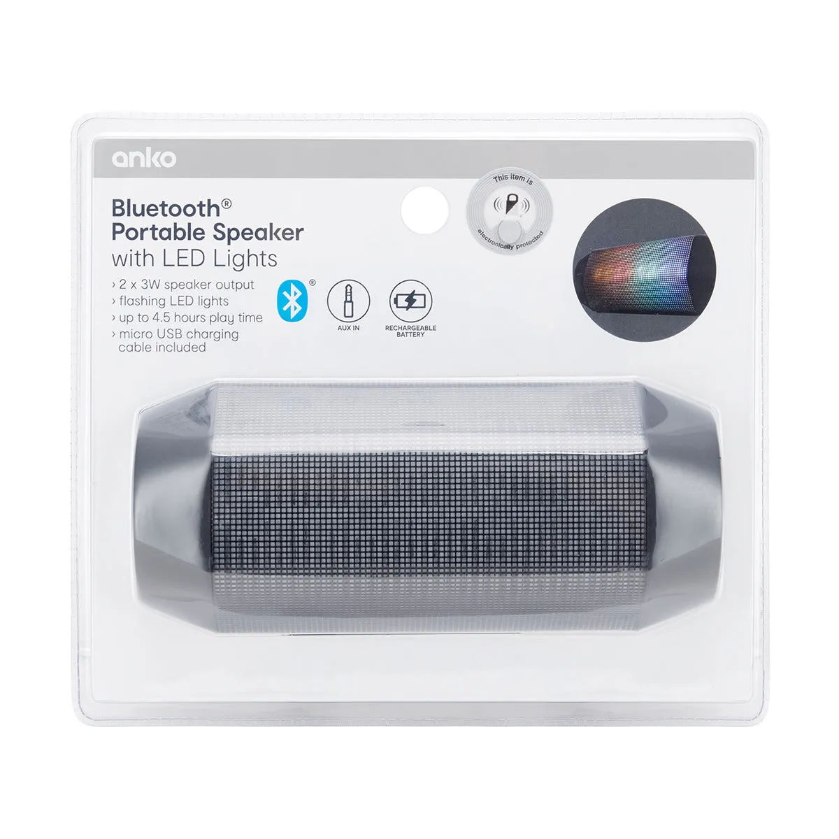 Anko Bluetooth Portable Speaker with LED Lights