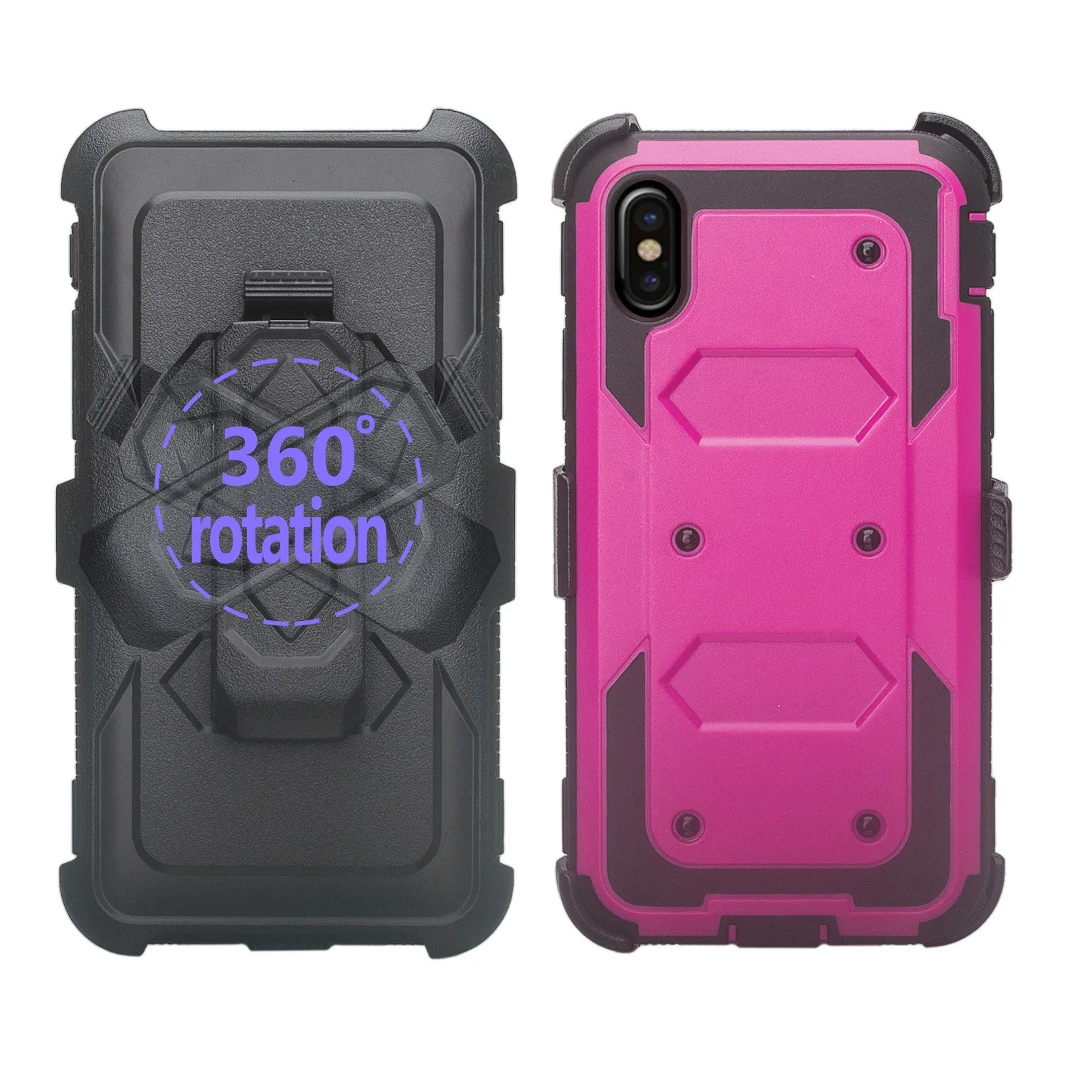Apple iPhone 11 Pro Max Case, iPhone 11 Pro Max Case, Triple Protection 3-1 w/ Built in Screen Protector Heavy Duty Holster Shell Combo Case - Purple