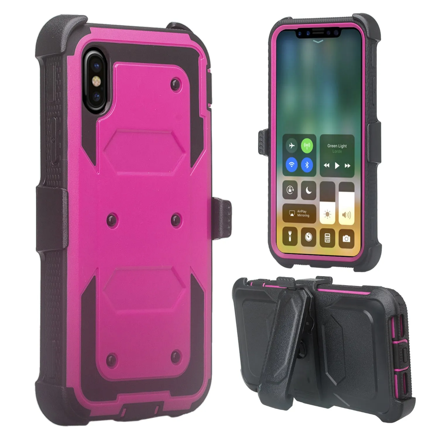 Apple iPhone 11 Pro Max Case, iPhone 11 Pro Max Case, Triple Protection 3-1 w/ Built in Screen Protector Heavy Duty Holster Shell Combo Case - Purple