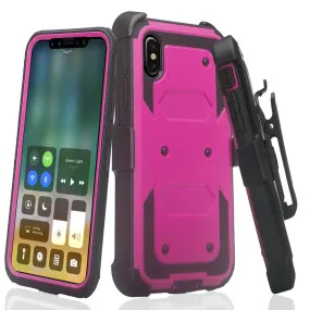 Apple iPhone 11 Pro Max Case, iPhone 11 Pro Max Case, Triple Protection 3-1 w/ Built in Screen Protector Heavy Duty Holster Shell Combo Case - Purple