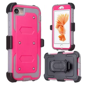 Apple iPhone 7 Case, Triple Protection 3-in-1 Heavy Duty Holster Shell Combo Case Cover for iPhone 7 - Hot Pink