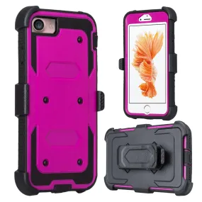 Apple iPhone 8 Case, Triple Protection 3-in-1 Heavy Duty Holster Shell Combo Case Cover for iPhone 8 - Purple