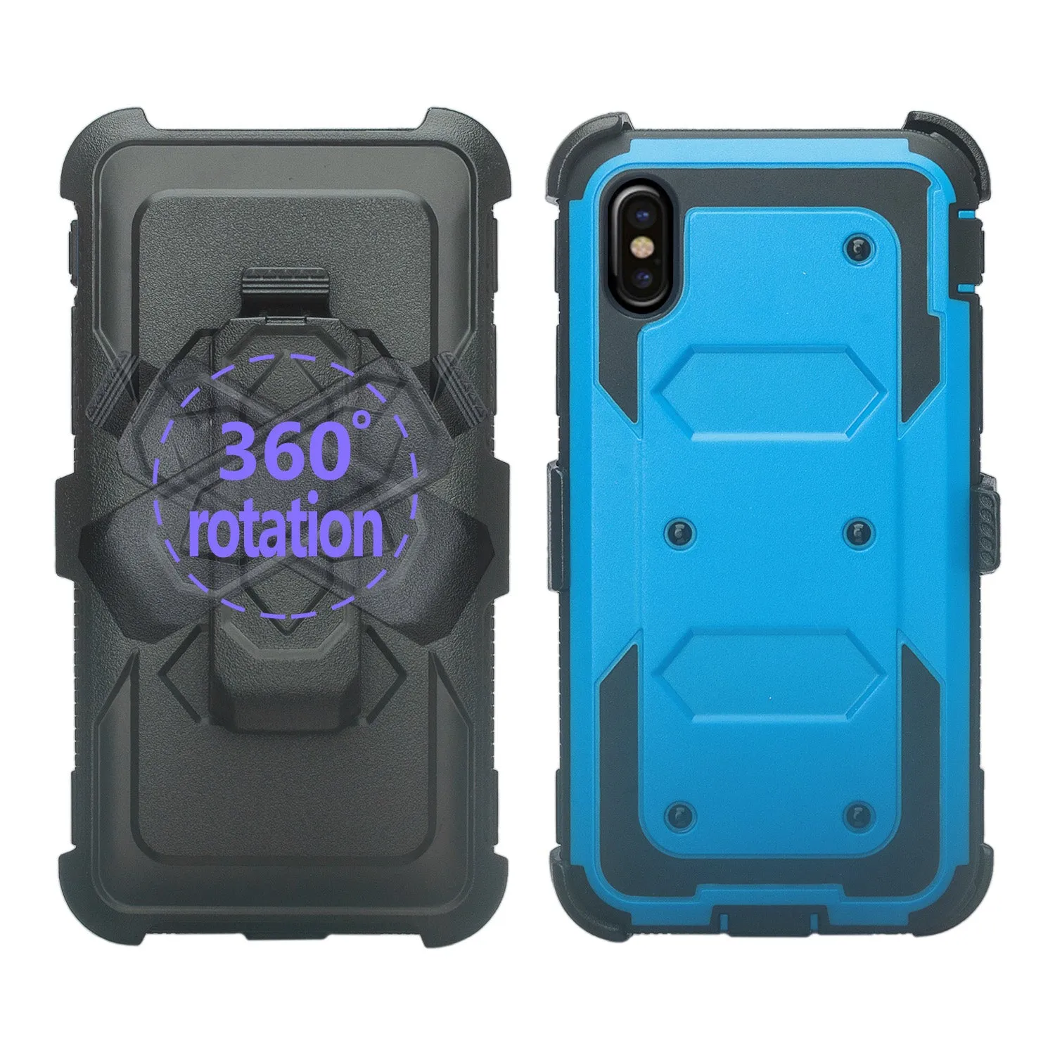 Apple iPhone X | iPhone Ten Case,  Triple Protection 3-1 w/ Built in Screen Protector Heavy Duty Holster Shell Combo Case - Blue