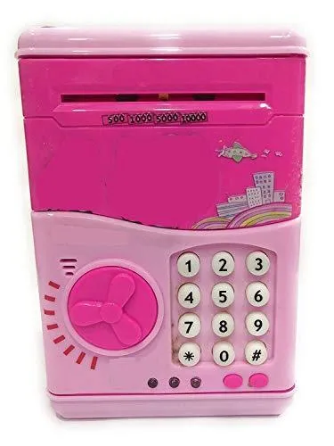 Battery Operated Mini ATM Safe Kids Piggy Saving ATM Bank with Electronic Lock Coin Bank Cash Deposit ATM for Kids