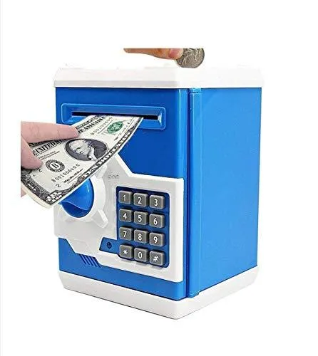 Battery Operated Mini ATM Safe Kids Piggy Saving ATM Bank with Electronic Lock Coin Bank Cash Deposit ATM for Kids