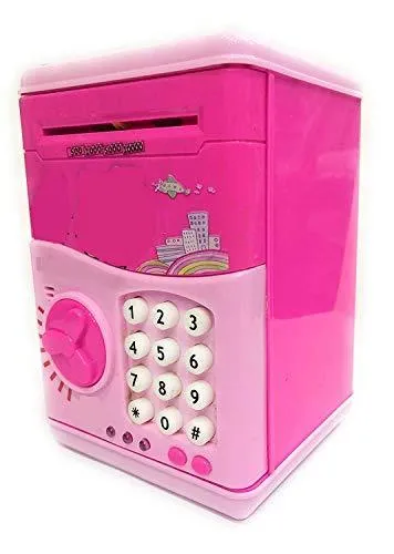 Battery Operated Mini ATM Safe Kids Piggy Saving ATM Bank with Electronic Lock Coin Bank Cash Deposit ATM for Kids
