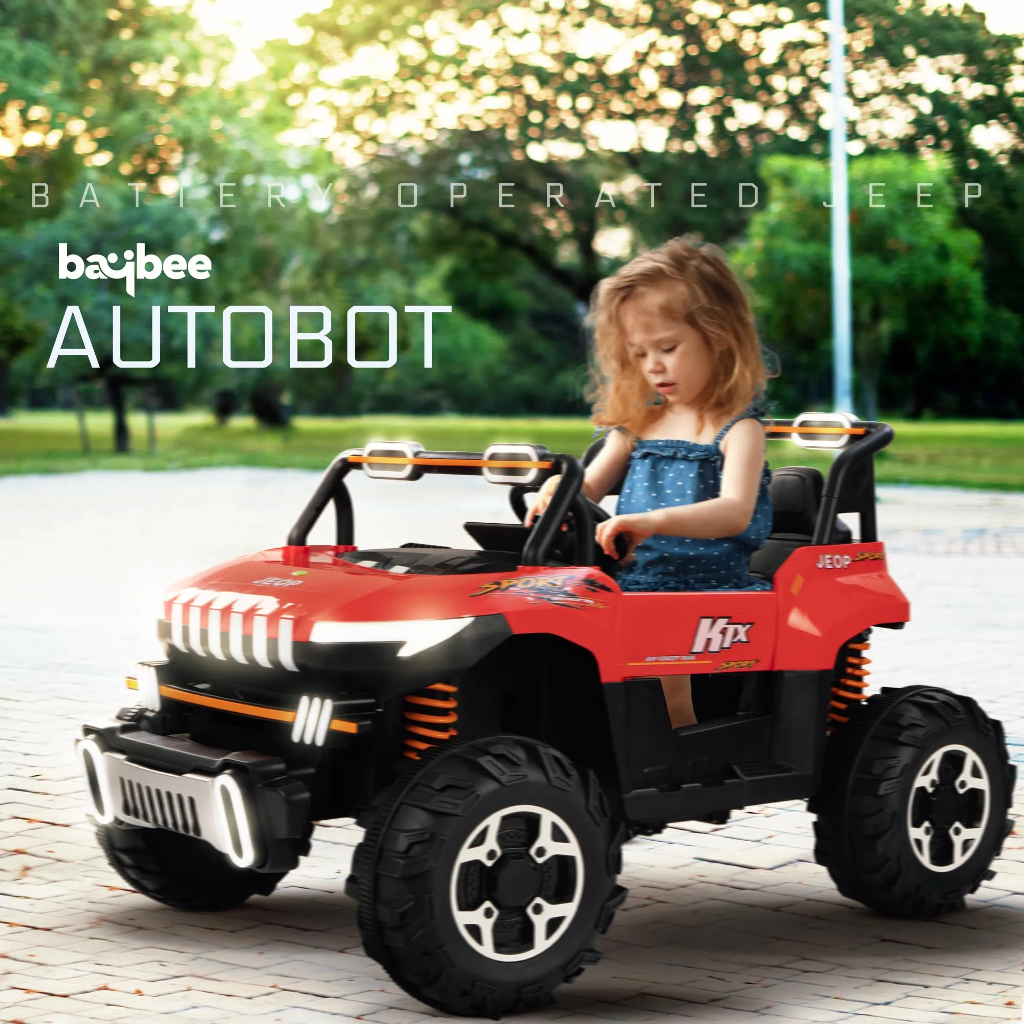 Baybee Autobot Rechargeable Battery Operated Jeep for Kids, Ride on Toy Kids Car with Bluetooth, Music & Light