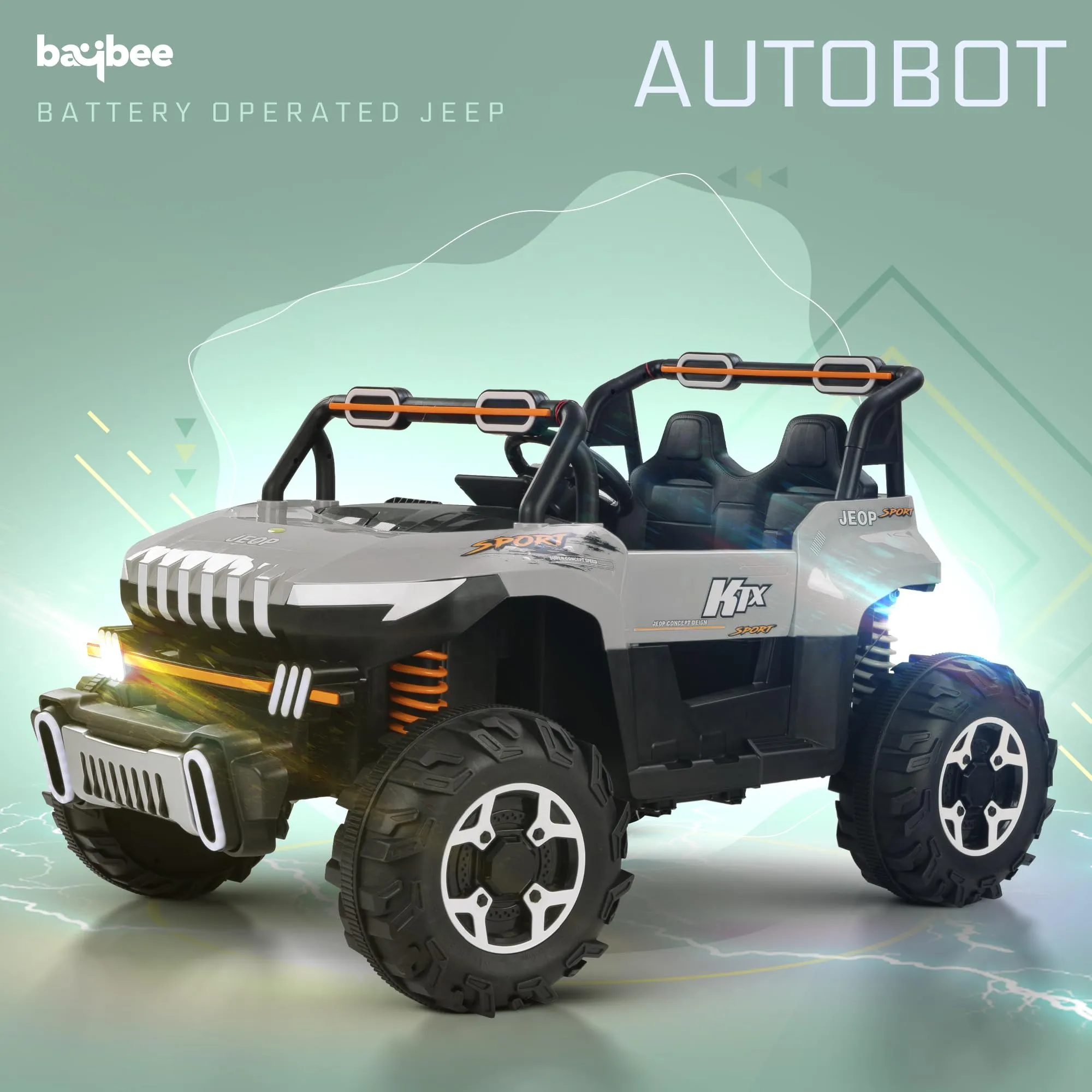 Baybee Autobot Rechargeable Battery Operated Jeep for Kids, Ride on Toy Kids Car with Bluetooth, Music & Light