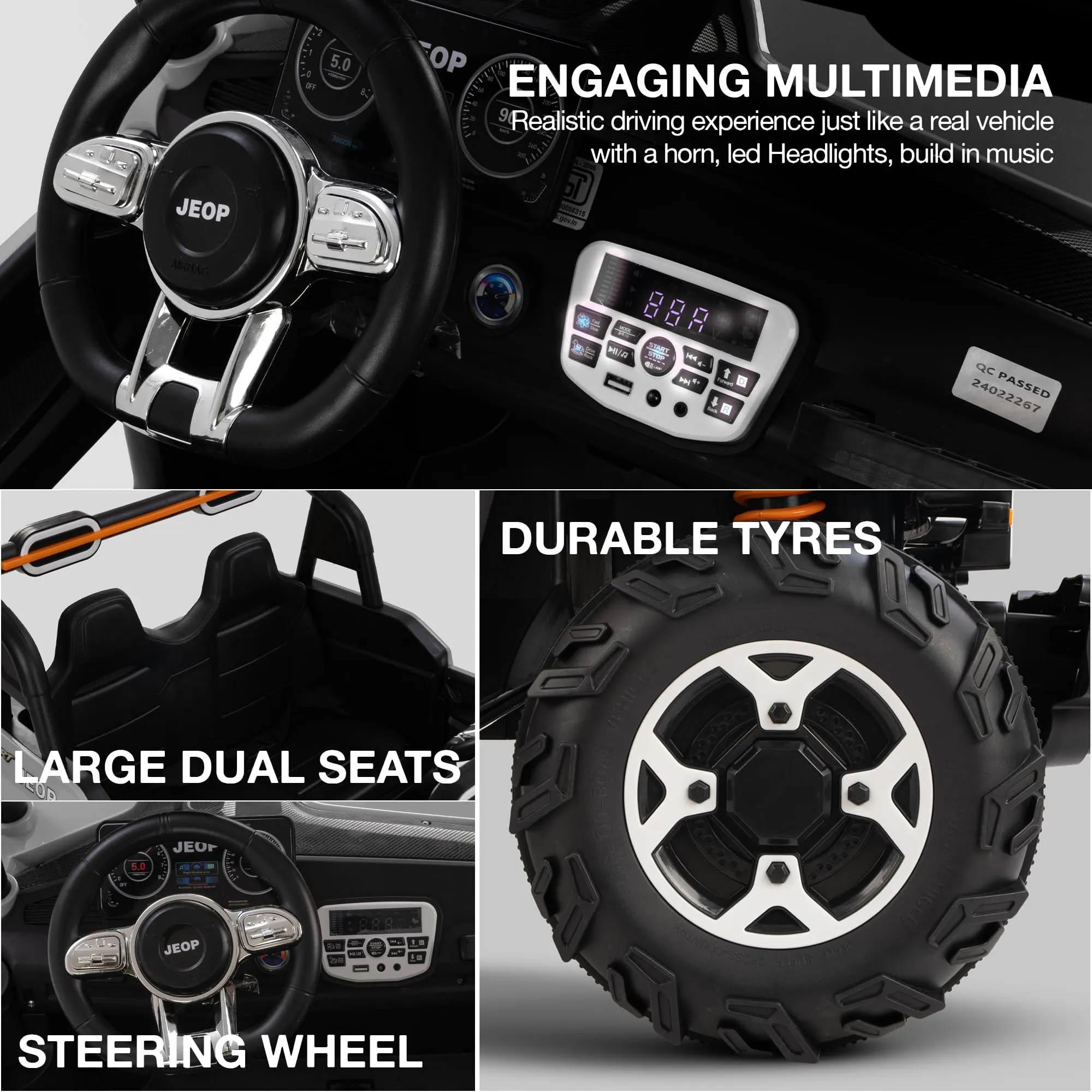 Baybee Autobot Rechargeable Battery Operated Jeep for Kids, Ride on Toy Kids Car with Bluetooth, Music & Light
