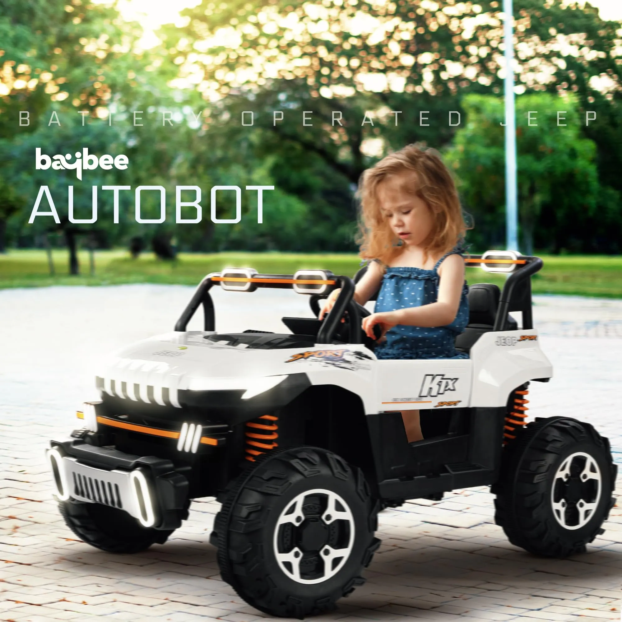 Baybee Autobot Rechargeable Battery Operated Jeep for Kids, Ride on Toy Kids Car with Bluetooth, Music & Light