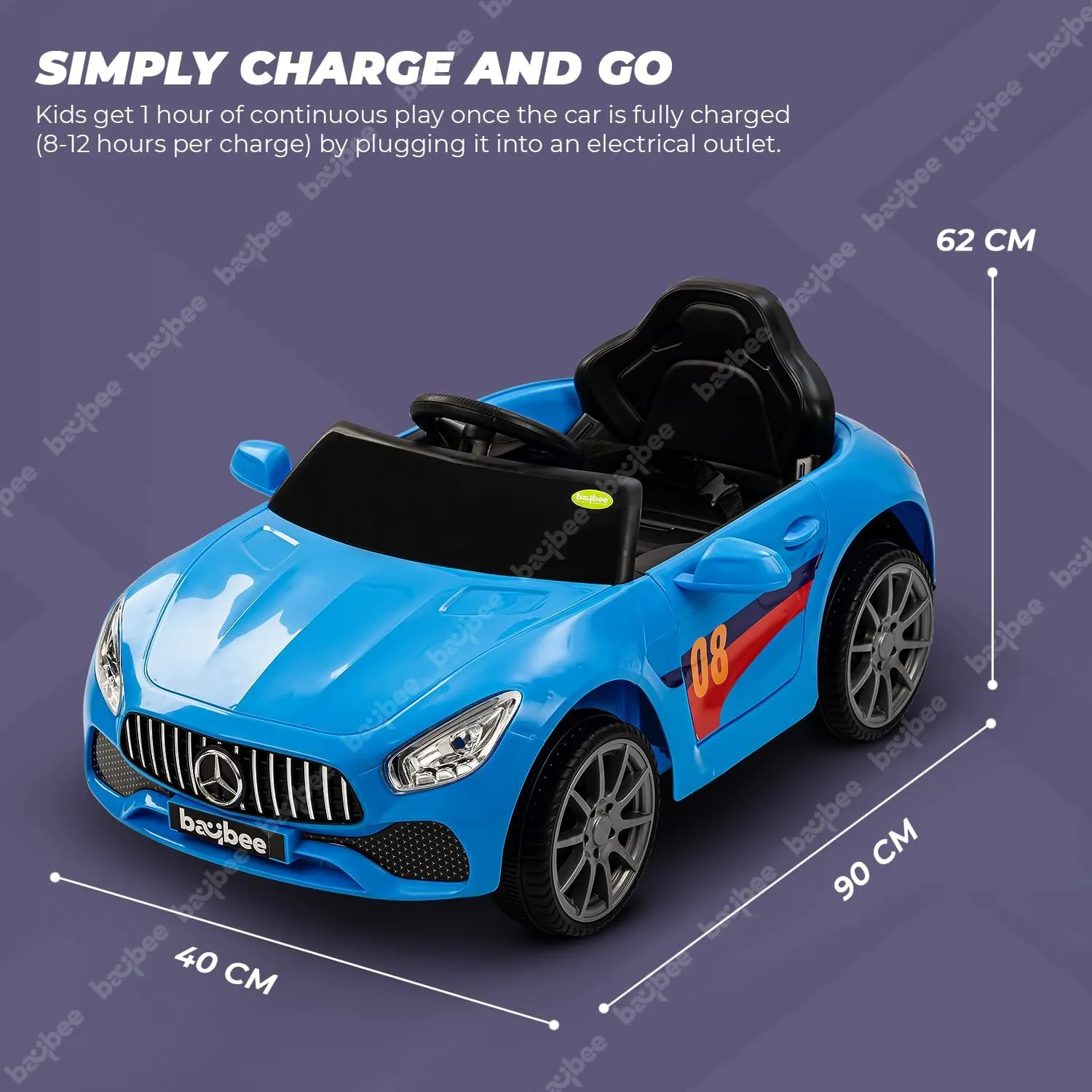 Baybee Mini Mercedes Benz Electric Ride on Car,12V Battery, Music, Lights Racing Car for Boys & Girls (3 to 5 Years)