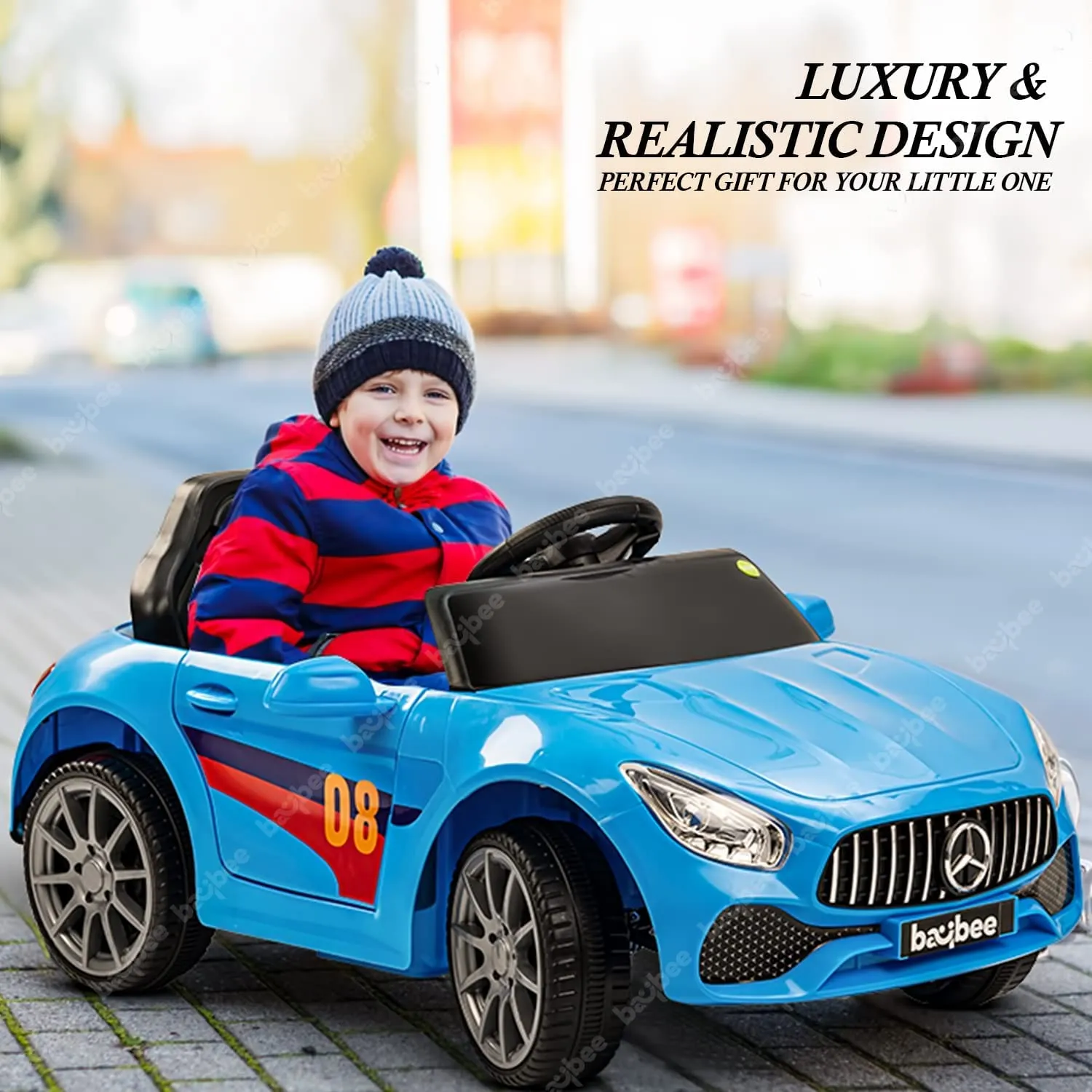 Baybee Mini Mercedes Benz Electric Ride on Car,12V Battery, Music, Lights Racing Car for Boys & Girls (3 to 5 Years)