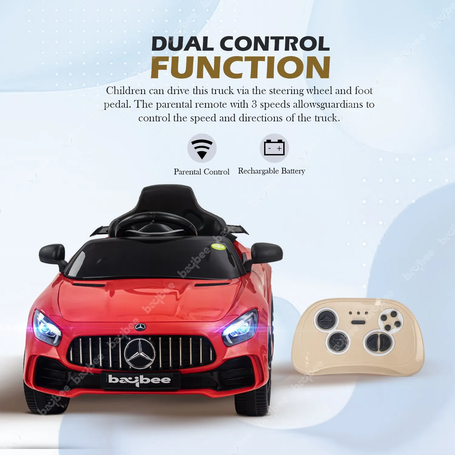 Baybee Mini Mercedes Benz Electric Ride on Car,12V Battery, Music, Lights Racing Car for Boys & Girls (3 to 5 Years)