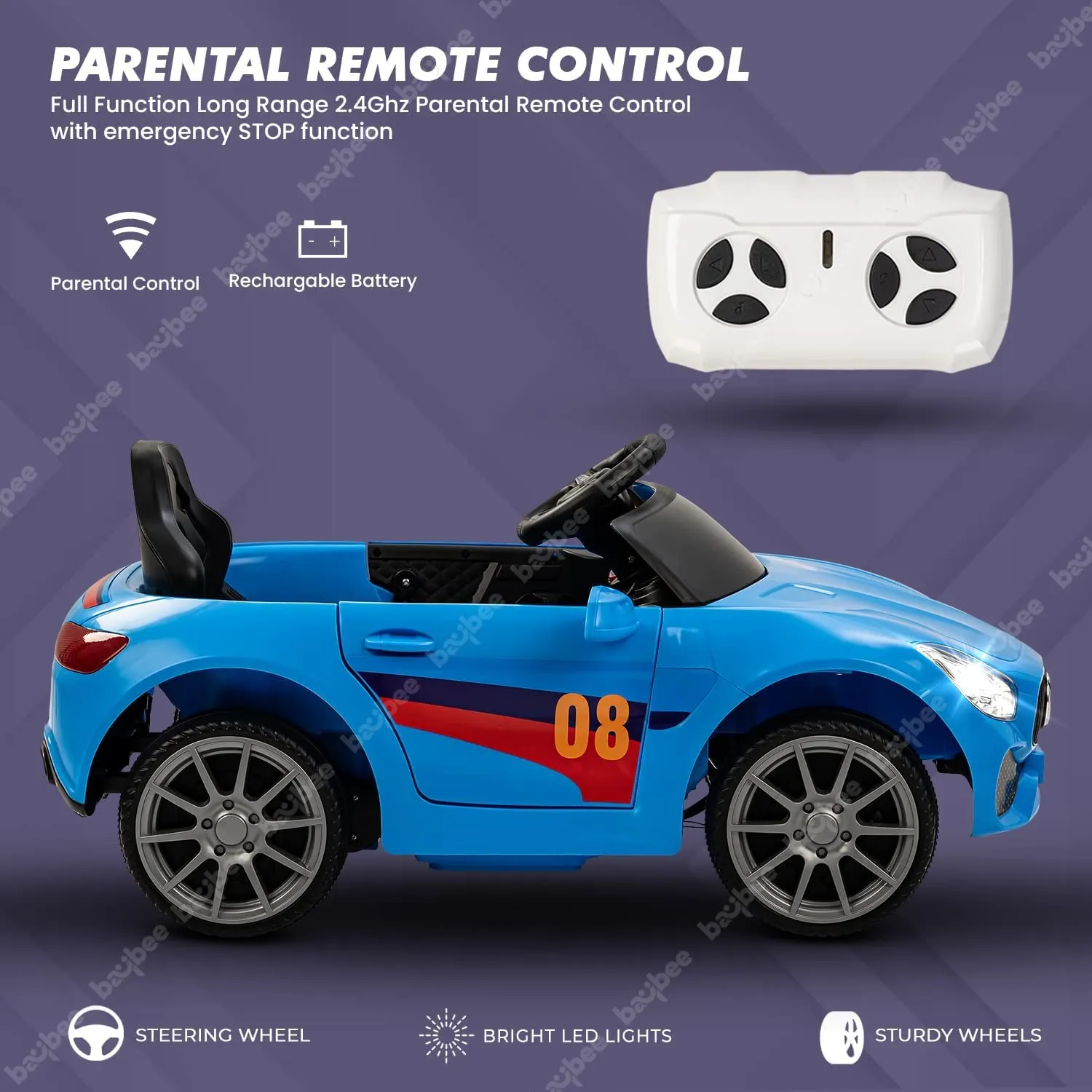 Baybee Mini Mercedes Benz Electric Ride on Car,12V Battery, Music, Lights Racing Car for Boys & Girls (3 to 5 Years)