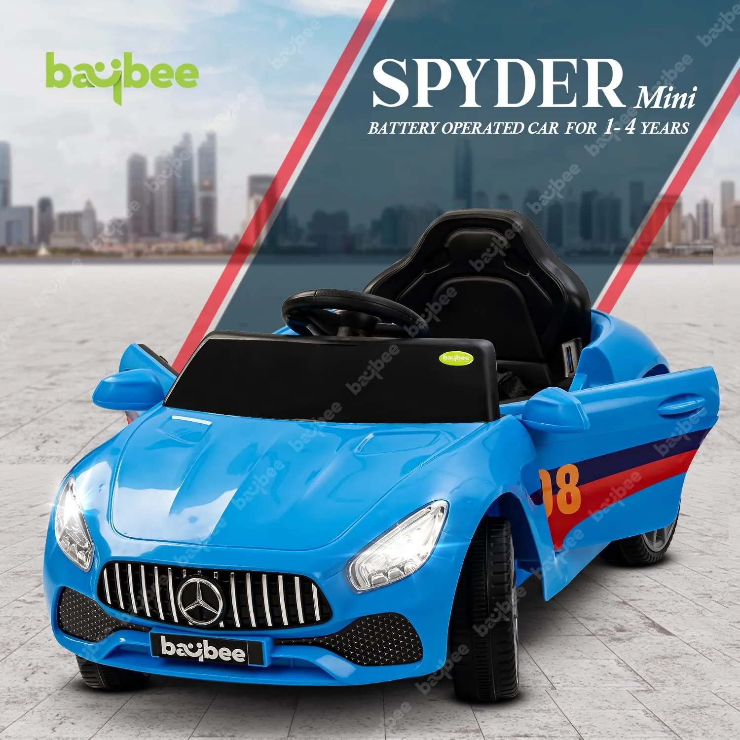 Baybee Mini Mercedes Benz Electric Ride on Car,12V Battery, Music, Lights Racing Car for Boys & Girls (3 to 5 Years)