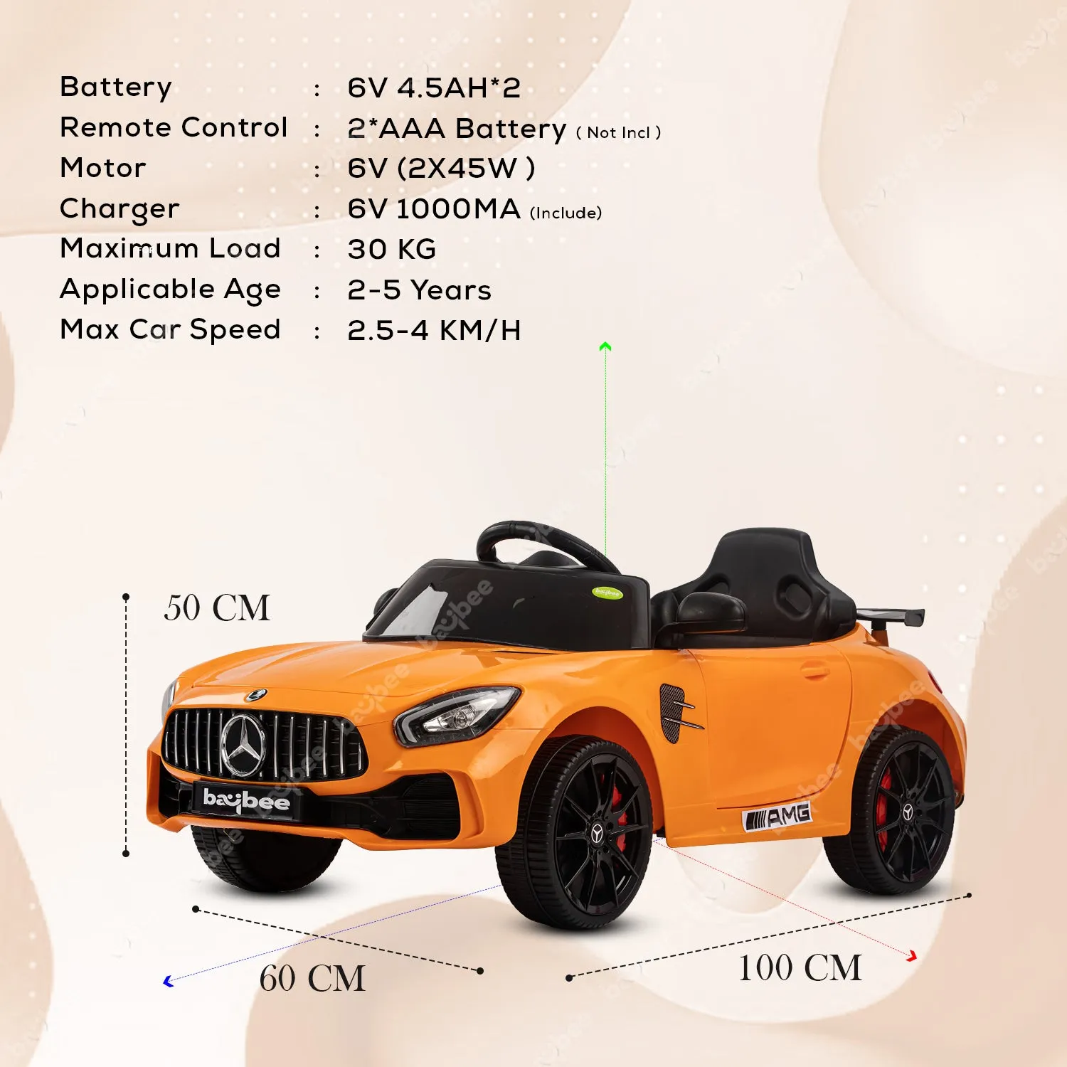 Baybee Mini Mercedes Benz Electric Ride on Car,12V Battery, Music, Lights Racing Car for Boys & Girls (3 to 5 Years)