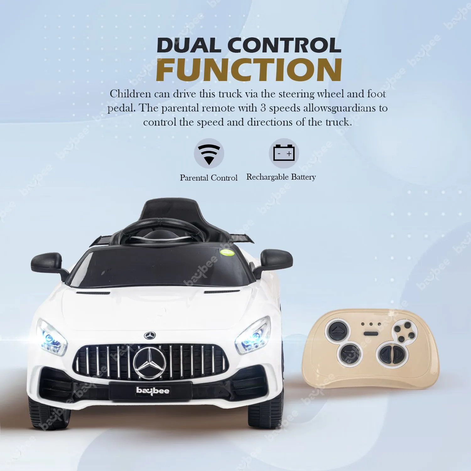 Baybee Mini Mercedes Benz Electric Ride on Car,12V Battery, Music, Lights Racing Car for Boys & Girls (3 to 5 Years)