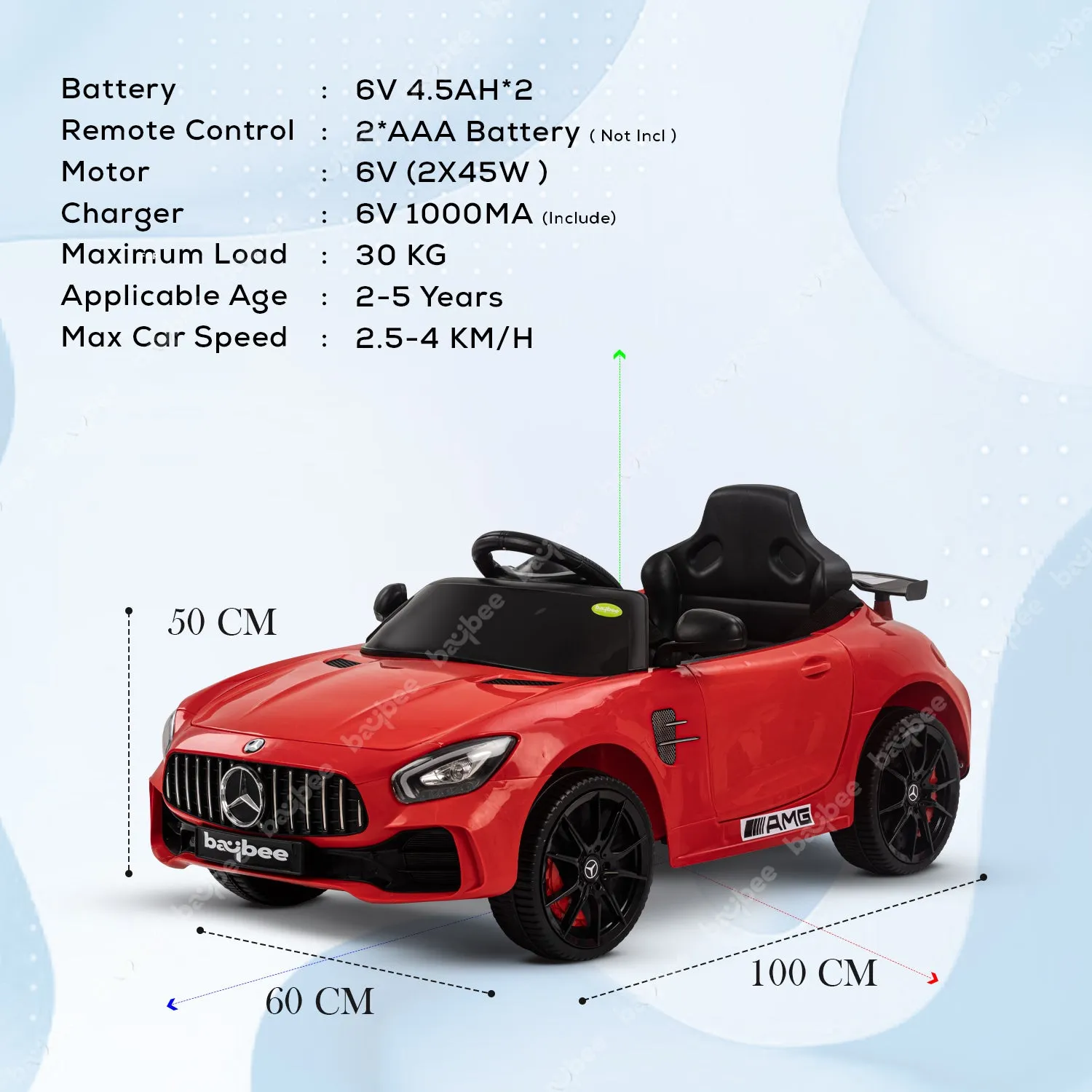 Baybee Mini Mercedes Benz Electric Ride on Car,12V Battery, Music, Lights Racing Car for Boys & Girls (3 to 5 Years)