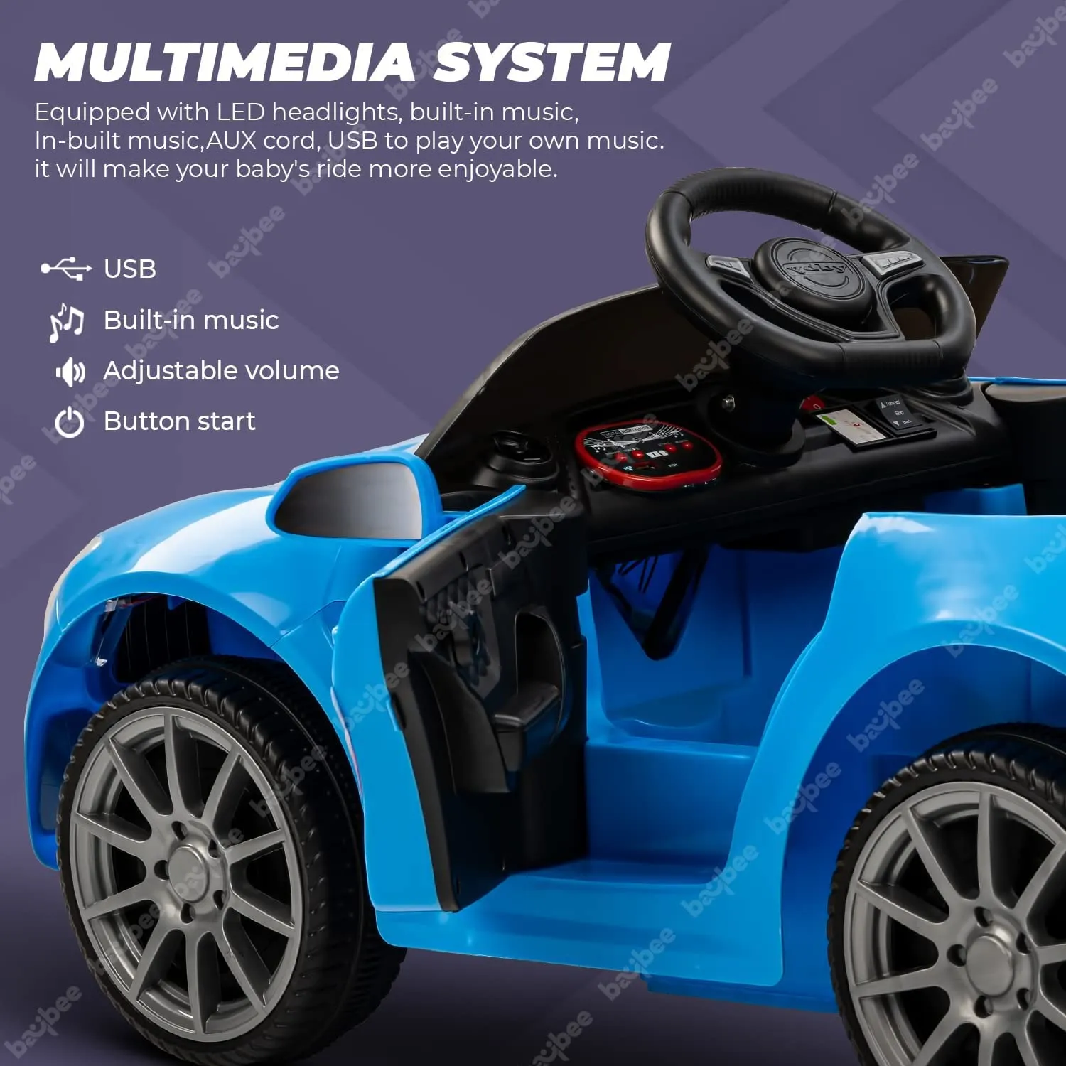 Baybee Mini Mercedes Benz Electric Ride on Car,12V Battery, Music, Lights Racing Car for Boys & Girls (3 to 5 Years)