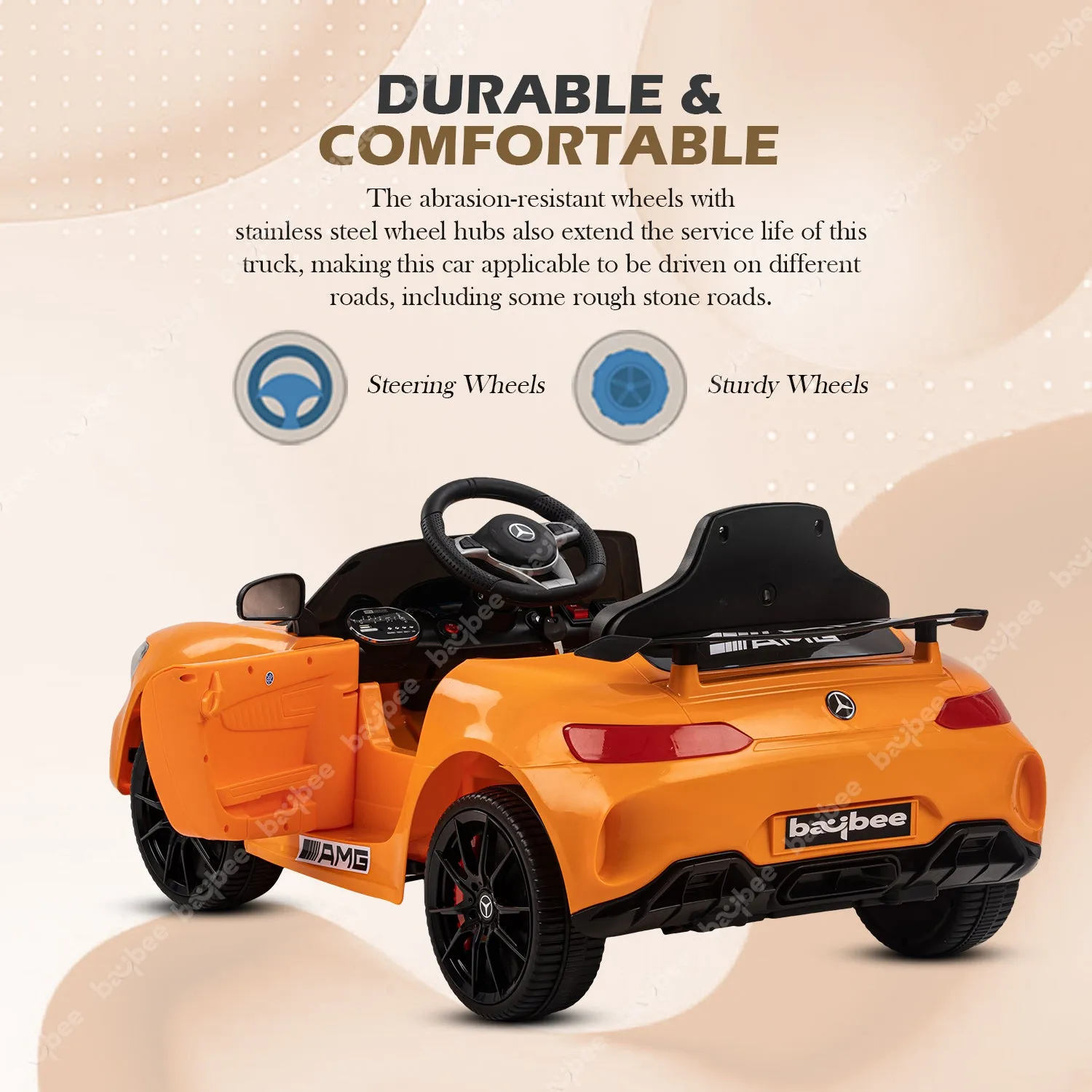 Baybee Mini Mercedes Benz Electric Ride on Car,12V Battery, Music, Lights Racing Car for Boys & Girls (3 to 5 Years)