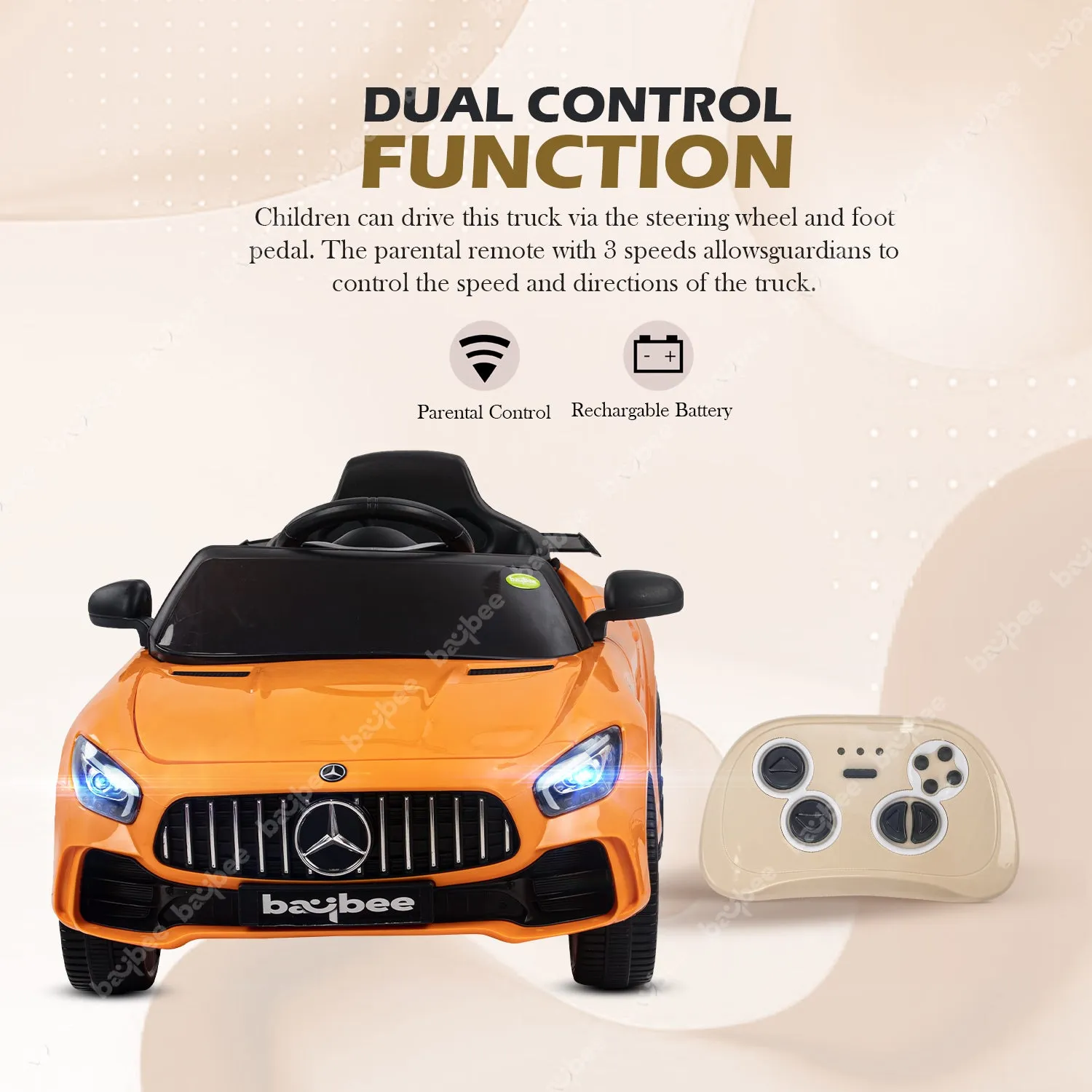 Baybee Mini Mercedes Benz Electric Ride on Car,12V Battery, Music, Lights Racing Car for Boys & Girls (3 to 5 Years)