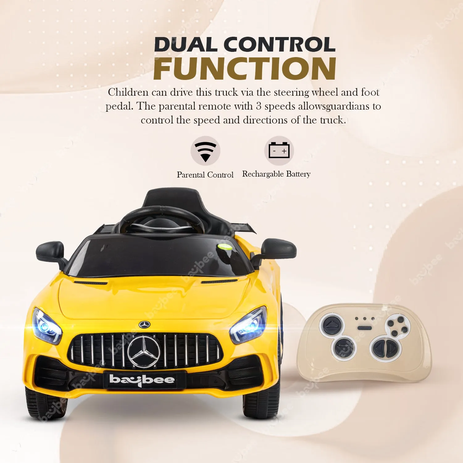 Baybee Mini Mercedes Benz Electric Ride on Car,12V Battery, Music, Lights Racing Car for Boys & Girls (3 to 5 Years)