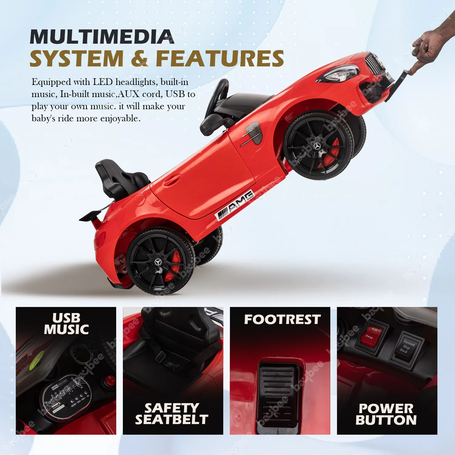 Baybee Mini Mercedes Benz Electric Ride on Car,12V Battery, Music, Lights Racing Car for Boys & Girls (3 to 5 Years)