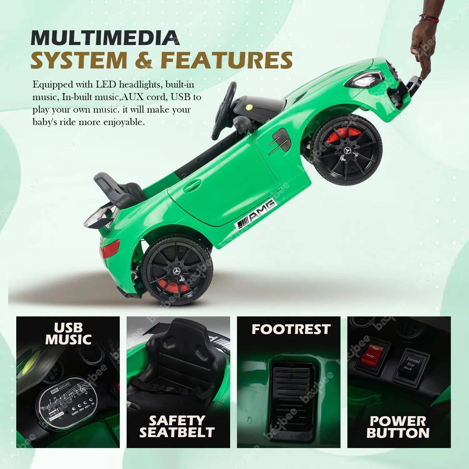 Baybee Mini Mercedes Benz Electric Ride on Car,12V Battery, Music, Lights Racing Car for Boys & Girls (3 to 5 Years)