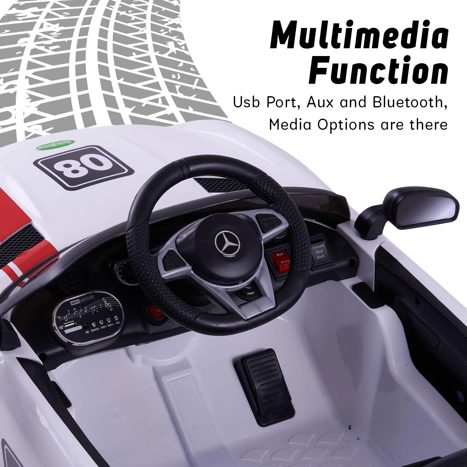 Baybee Mini Mercedes Benz Electric Ride on Car,12V Battery, Music, Lights Racing Car for Boys & Girls (3 to 5 Years)