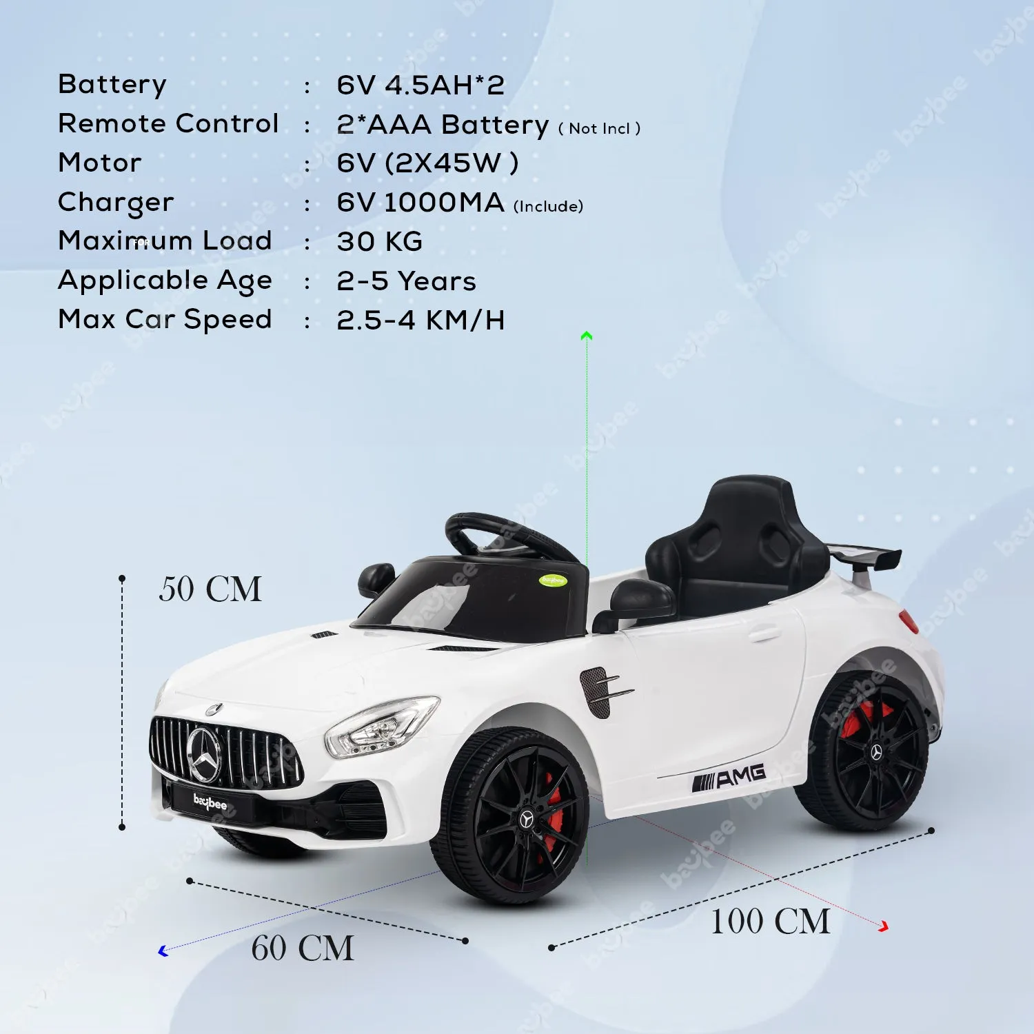 Baybee Mini Mercedes Benz Electric Ride on Car,12V Battery, Music, Lights Racing Car for Boys & Girls (3 to 5 Years)