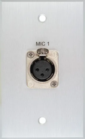 Board Room 1 Gang Clear Anodized with 1 Neutrik 3-Pin XLR Female Connector